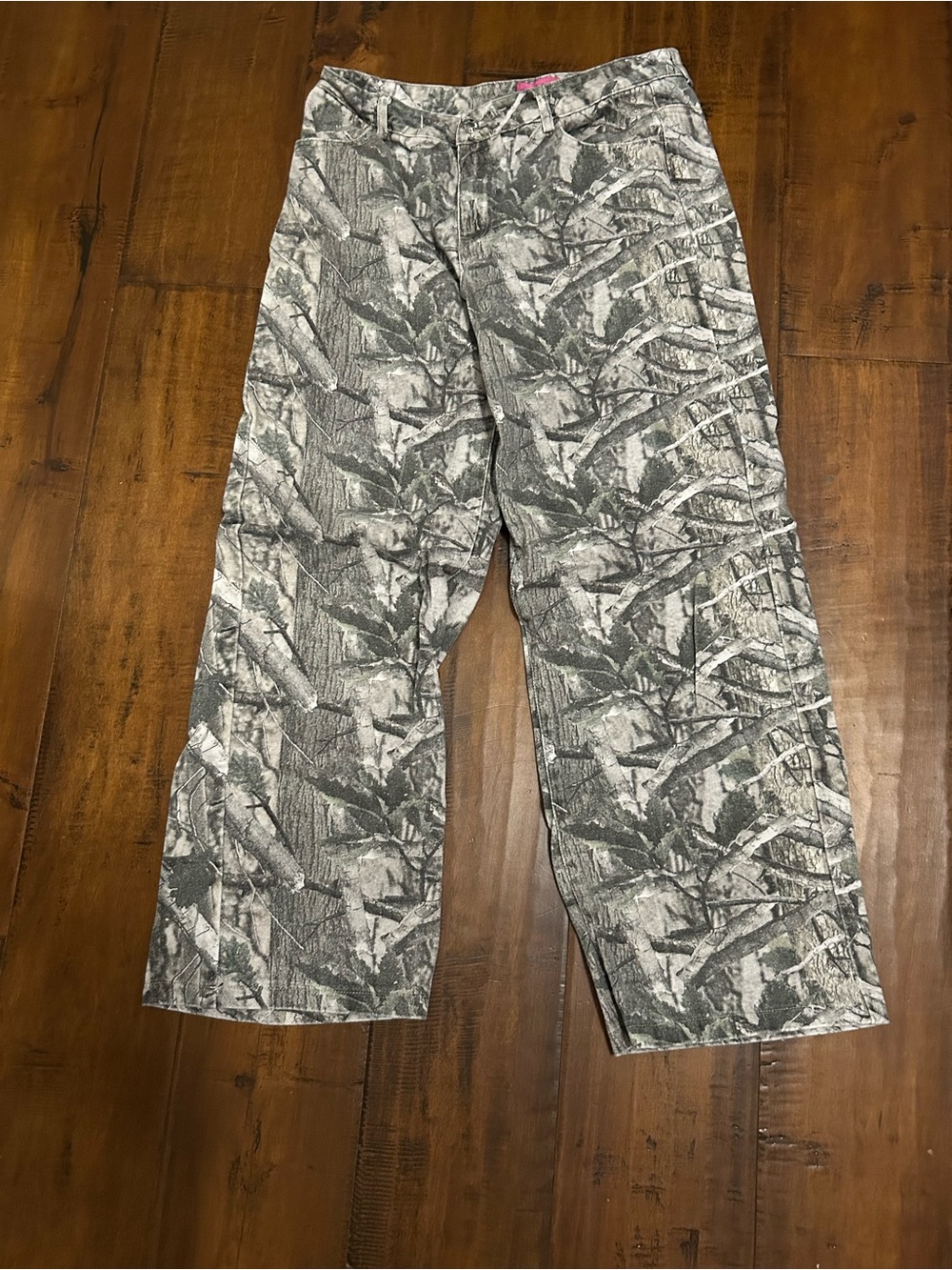 Edikted Gray Camouflage Wide-Leg Flare Jeans